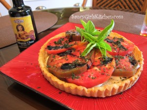 Heirloom Tomato Tart with Black Pepper Parmesan Crust and Gia Russo Balsamic Glaze