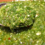 Chimichurri Sauce in Spoon close up