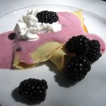 Palacinkys with Fresh Blackberries, Yogurt and Whipped Cream