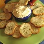 Plate of Crostini with Greek Garlic Sauce