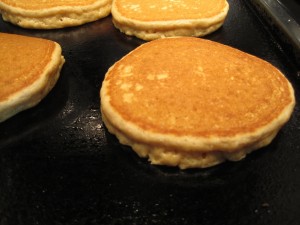 Peanut Butter Pancakes on the griddle