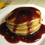 Peanut Butter Pancakes with Grape Jelly Syrup