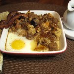 French Toast Bread Pudding with Eggs & Bacon