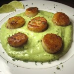 Scallops with Avocado Cilantro Sauce