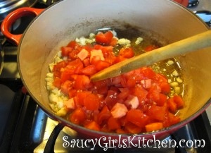 Add in the chopped tomatoes