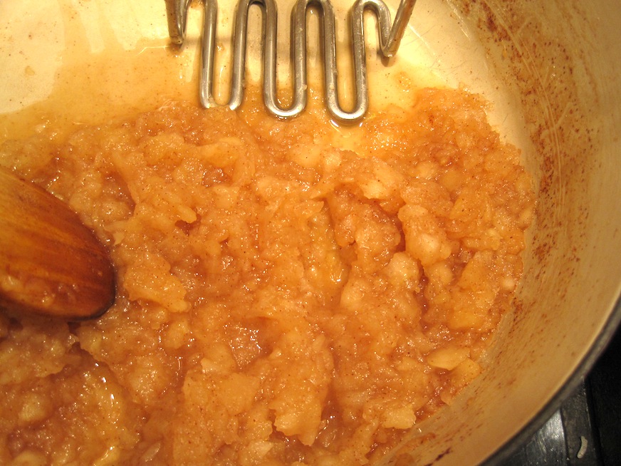 Mashing apples for Applesauce