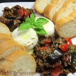 Caponata with Fresh Italian Bread and Burrata Cheese