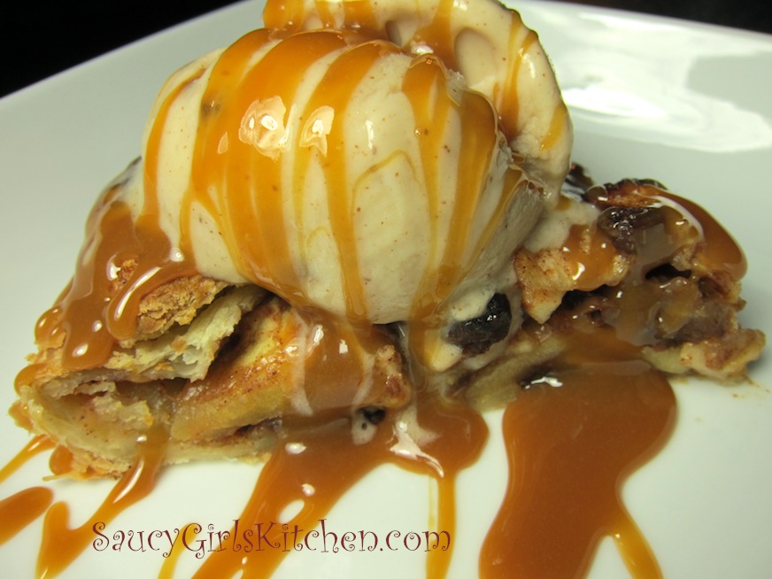 Apple Crostata with Praline Ice Cream and Caramel Sauce