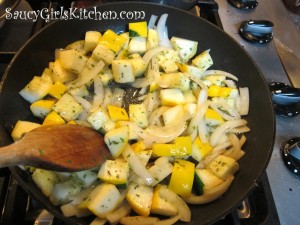 Sauteing squash and onion