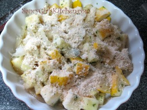 Squash casserole ready for the oven