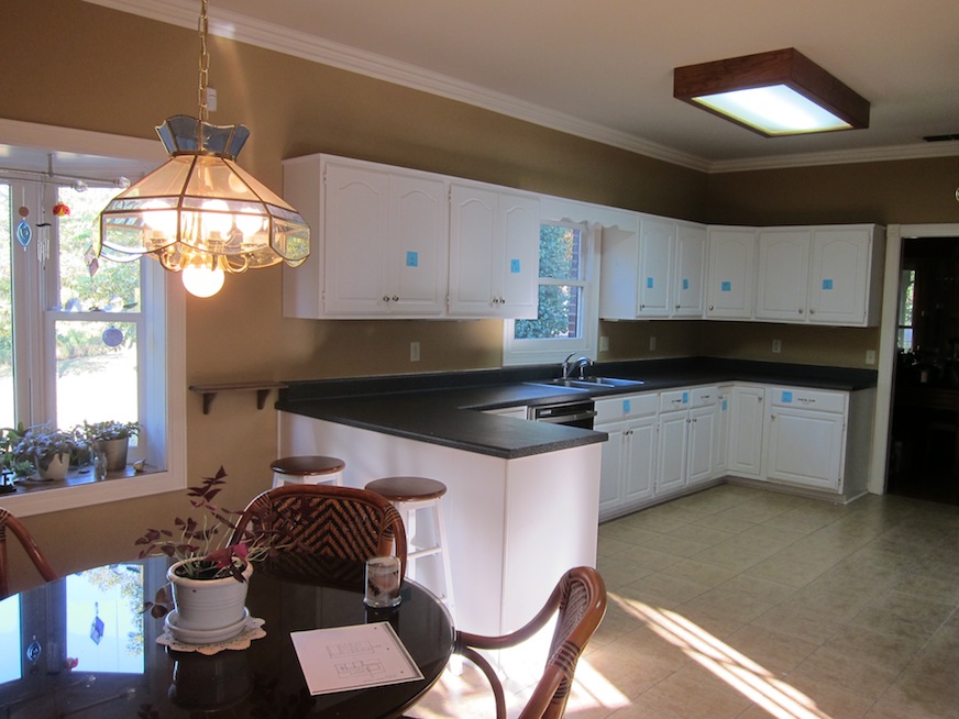 Cabinets marked to move to Laundry/pantry room