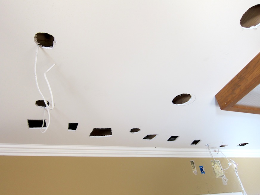 Kitchen ceiling with holes