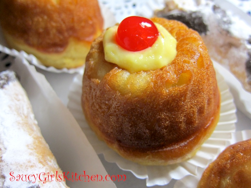 Rum Babas filled with Italian Pastry Cream