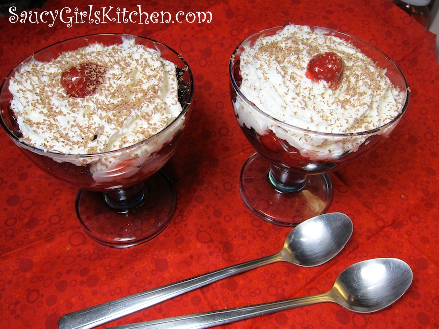 Black Forrest Cake in dessert glasses