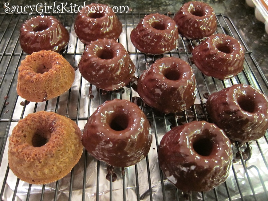 Covering bundt cakes with chocolate