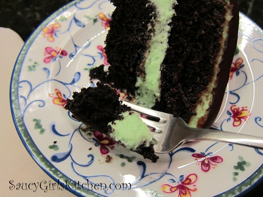 Eating a piece of Chocolate Mint Cake