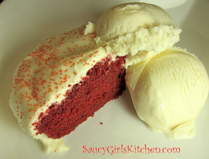 Red Velvet Cake with Vanilla Ice Cream
