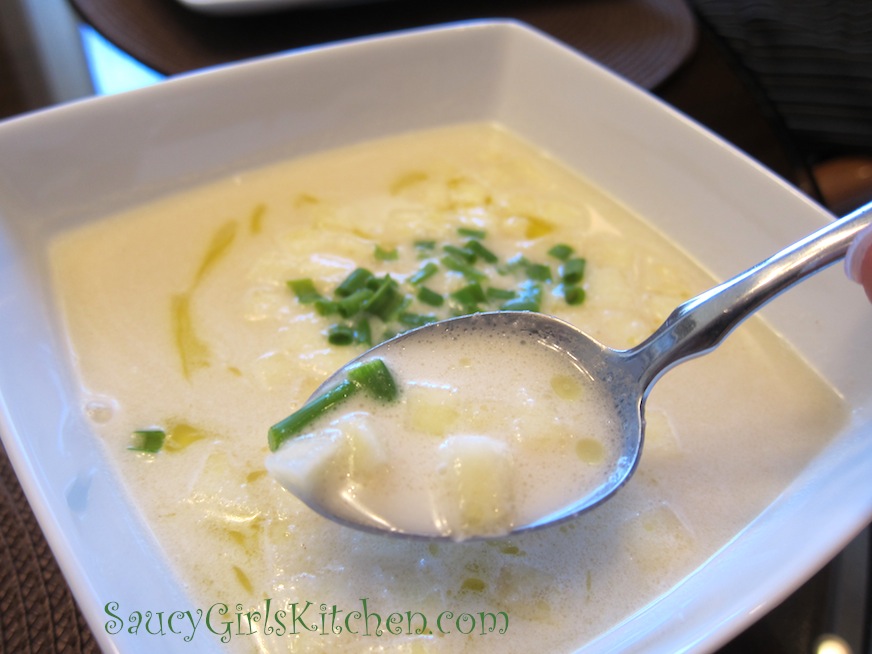 A spoonful of Celery Root & Apple Soup