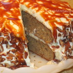 Butter Pecan Cake with Vanilla Butternut Whipped Cream and Salted Caramel Drizzle