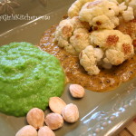 Roasted Cauliflower with Truffled Pea Dip and Marcona Almonds