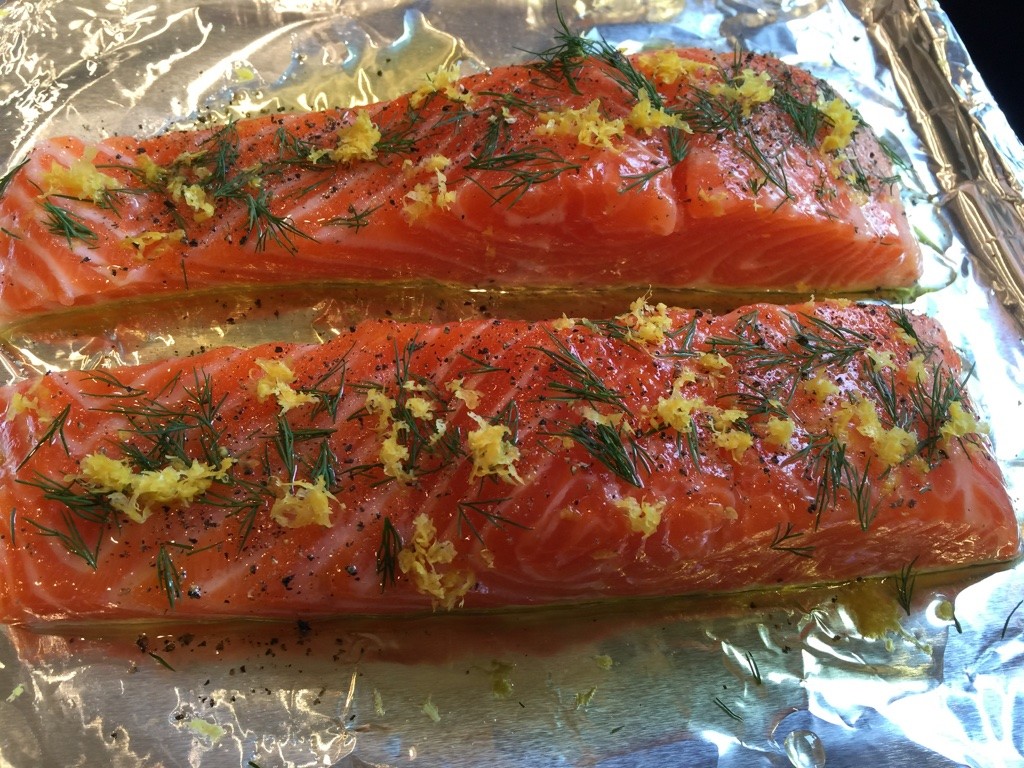 Salmon ready for the oven